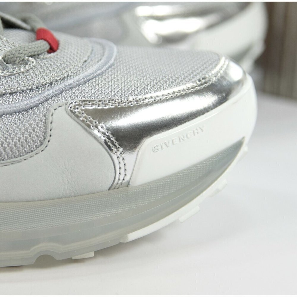 Givenchy Mens GIV 1 Silver Metallic Calf Leather Sneakers 46 NIB - Picture 4 of 12